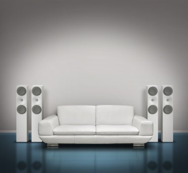 Blue and white music room clipart