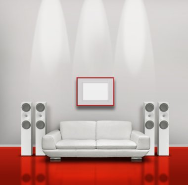 Red and white music room clipart