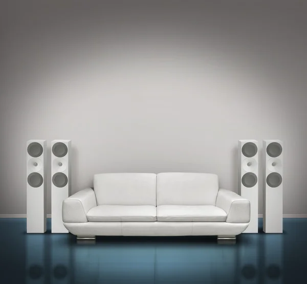 Blue and white music room — Stock Photo, Image