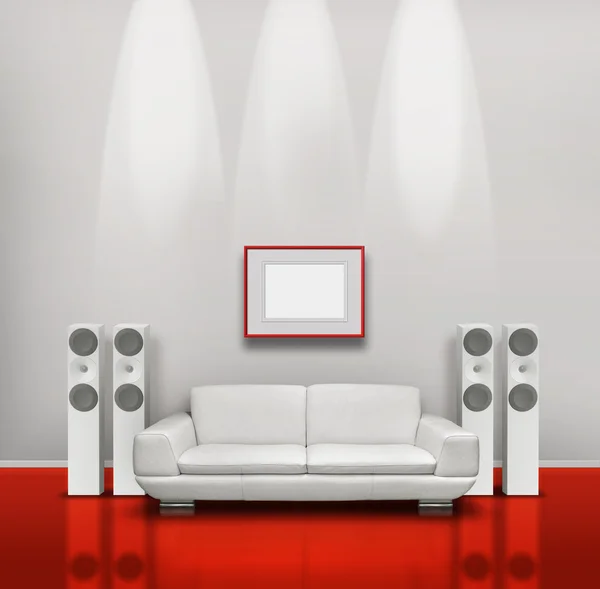 Красно-белая музыкальная комната — стоковое фото