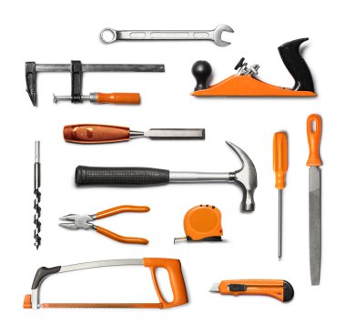 Hand tools kit isolated clipart