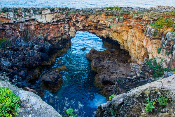 Barlang Boca de Inferno (a Pokol szája) Portugália Stock Fotó