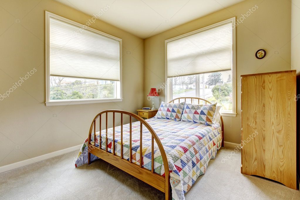 Simple Guest Bedroom simple guest bedroom with wood old bed. — stock photo © iriana88w Simple Guest Bedroom simple guest bedroom with wood old bed. — stock photo © iriana88w