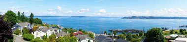 Tacoma, WA. American town on the Puget Sound water view. clipart