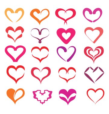 Stylized hearts collection clipart