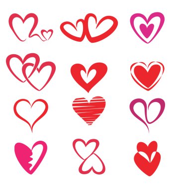 Stylized hearts collection clipart