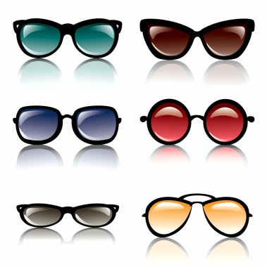 Sun glasses set of icons clipart