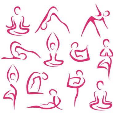 Big set of yoga symbols clipart