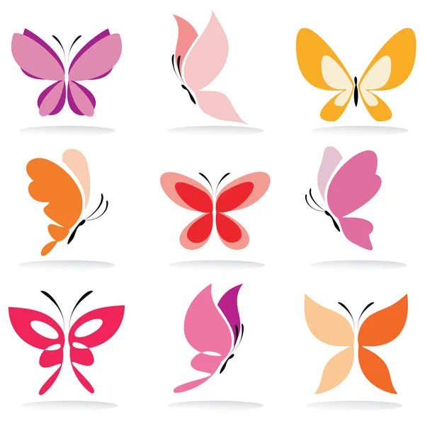 Conjunto de ícones de borboleta — Vetor de Stock