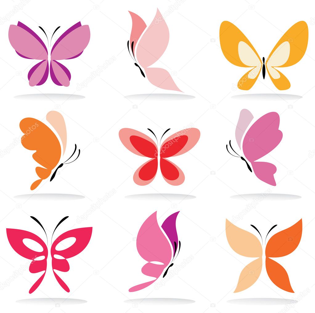 Set of butterfly icons