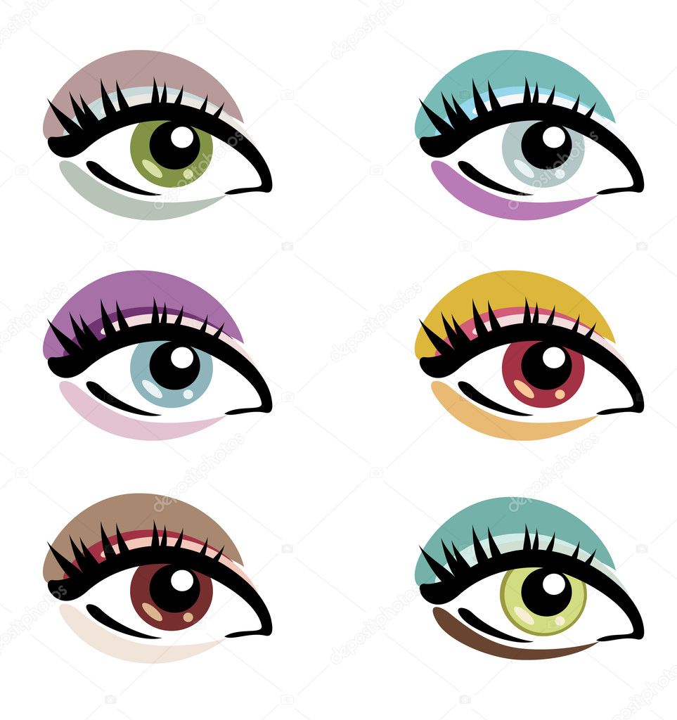 Makeup eyes set of vector symbols