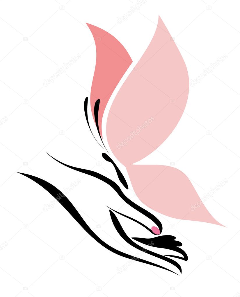 Hand and butterfly vector symbol