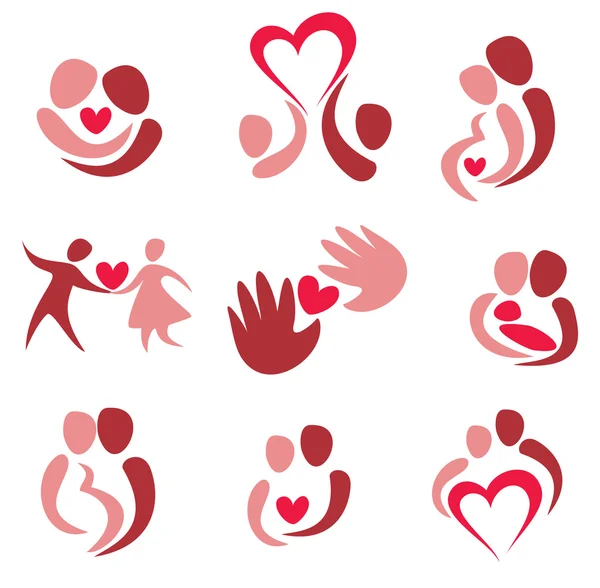 Love, wedding, set of couple in love icons — Vettoriale Stock