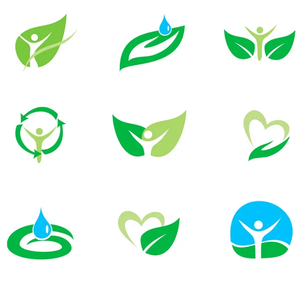Yeşil enerji, organik seti — Stok Vektör