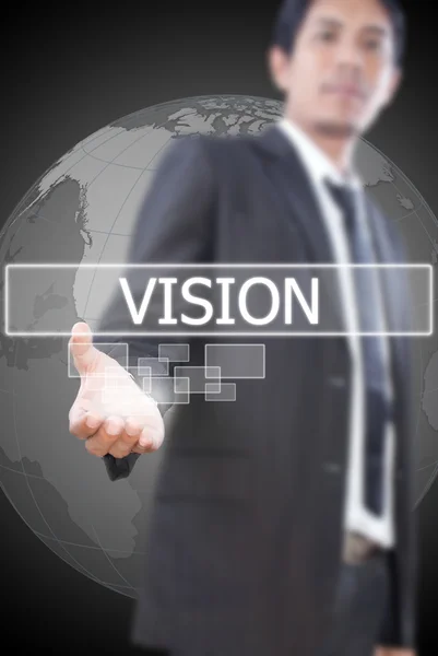 Homme d'affaires tenant le mot Vision sur le tableau blanc . — Photo