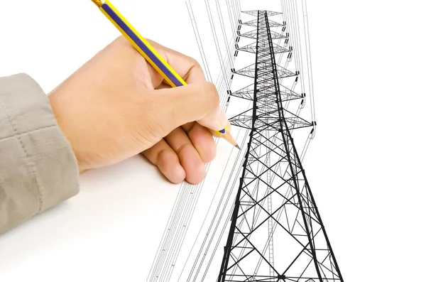 Hand drawing Crain line for Construction concept. — Stock Photo, Image