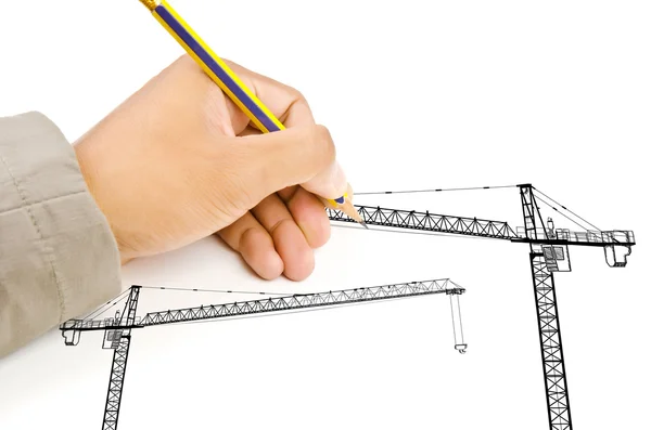 Desenho à mão Crain line para o conceito de construção . — Fotografia de Stock