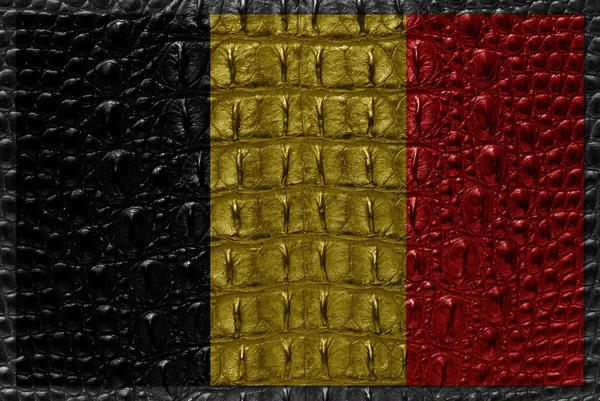 Wzór flagi Belgia ze skóry krokodyla. — Zdjęcie stockowe
