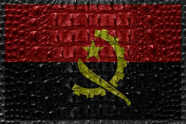 Wzór Flaga Angoli ze skóry krokodyla. — Zdjęcie stockowe