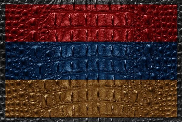 Vintage Armenia Flagge mit Krokodilleder. — Stockfoto