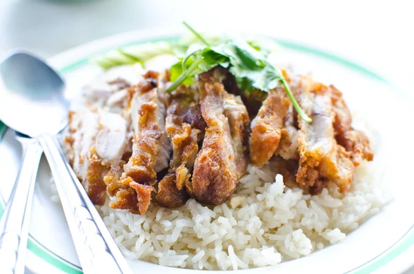 Їжі тайський курка з рисом. — стокове фото