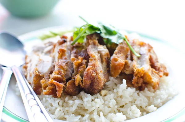 Thai csirke étel a rizs. — Stock Fotó