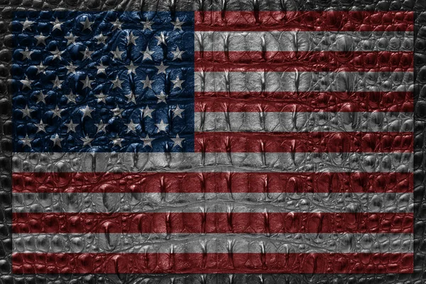 Vintage USA flag with crocodile texture — Stock Photo, Image