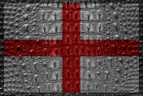 Bandera de Inglaterra con textura de cocodrilo — Foto de Stock