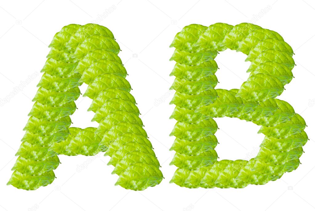 Green leaf A and B alphabet character.