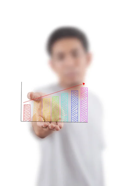 Asian man give up graph for business concept — Stock Photo, Image