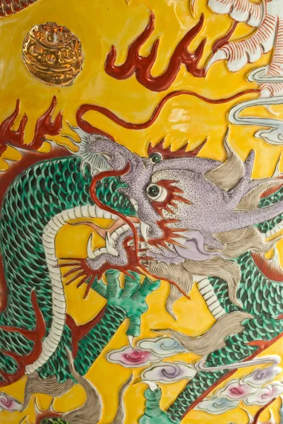 Estilo chinês dragão estátua textura fundo — Fotografia de Stock