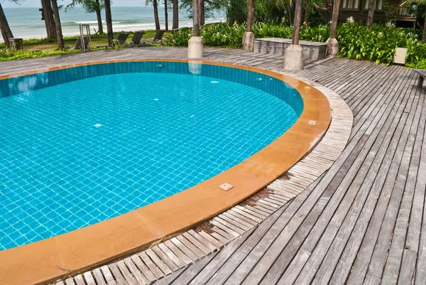 stock image Swimming pool with sea