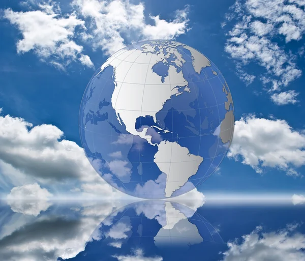 Världen på fältet blå himmel — Stockfoto