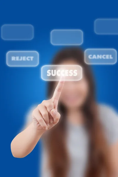 Business woman driftigt framgång ord — Stockfoto