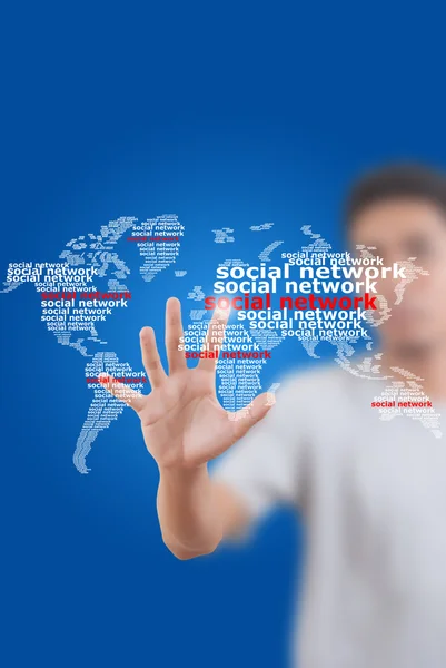 Ázsiai üzletember rámenős szociális hálózat. — Stock Fotó