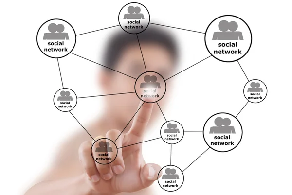 Ázsiai üzletember rámenős szociális hálózat. — Stock Fotó