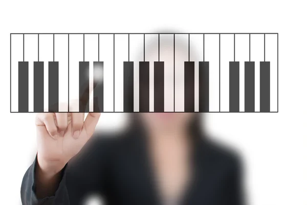 Ásia negócios senhora empurrando teclado piano — Fotografia de Stock