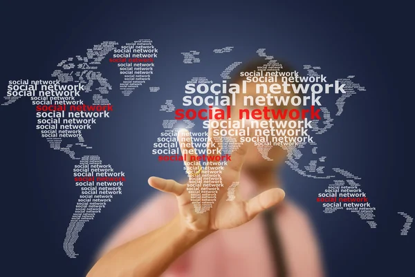 Asya işadamı iterek sosyal ağ — Stok fotoğraf