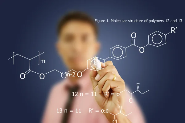 Profesor asiático escribiendo fórmula científica en la pizarra blanca . —  Fotos de Stock