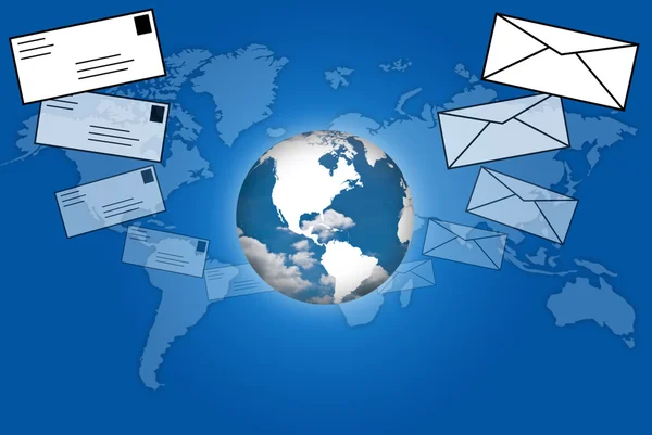 Mail världen över för sociala nätverkskommunikation — Stockfoto