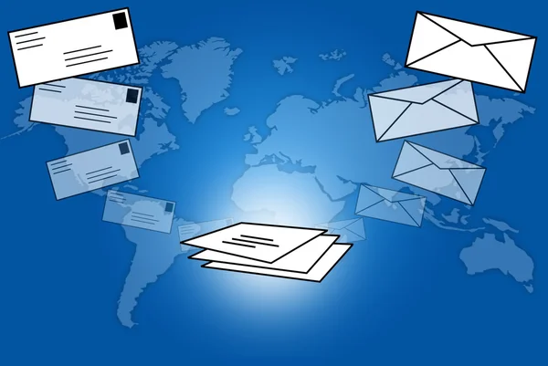 Почта по всему миру для общения в социальных сетях — стоковое фото