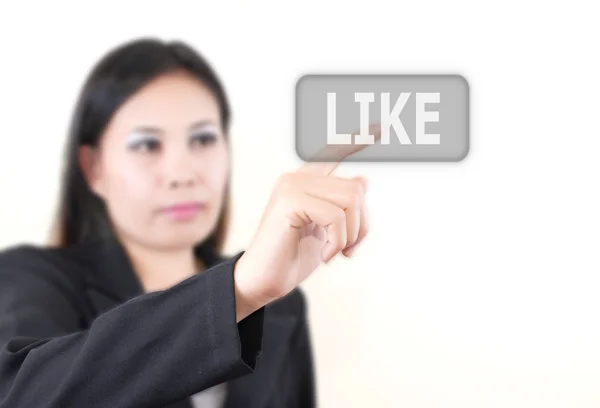 Asiatische business lady schieben wie Wort — Stockfoto