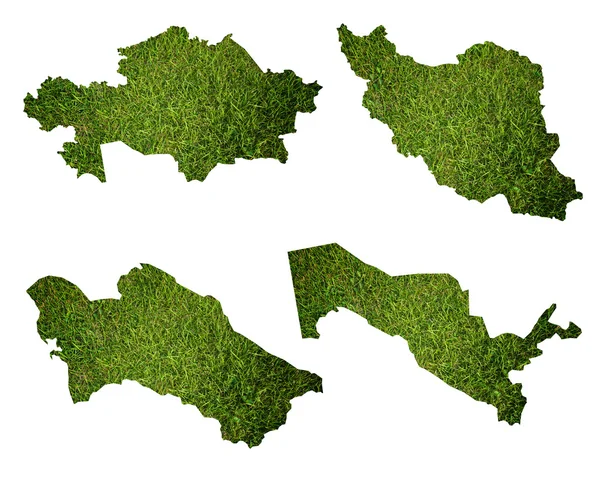 Many world map with grass field — Stock Photo, Image