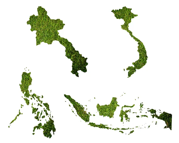 Карта мира с травяным полем — стоковое фото