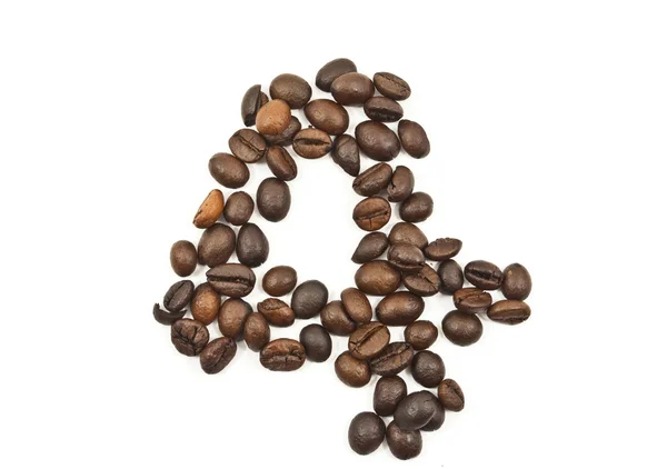 Coffee beans number 4 isolated on the white. — Stock Photo, Image