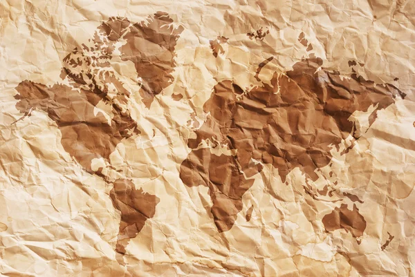 Vintage kağıt dokusu ile Vintage Dünya Haritası. — Stok fotoğraf