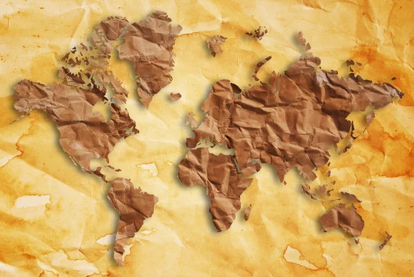 Mapa historických světa s vinobraní papír textury. — Stock fotografie
