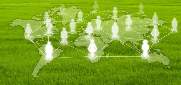 Social Network on the grass field. — Stock Photo, Image