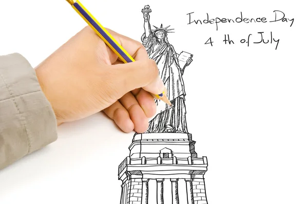 Hand drawing Statue of Liberty line. — Stock Photo, Image