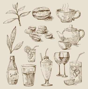 Beverages set clipart